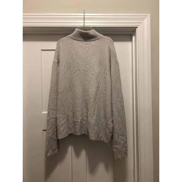 J. Crew Half-Zip Cable Sweater Extra-Soft Wool Blend-Heathered Grey Purple XXL - Picture 8 of 9